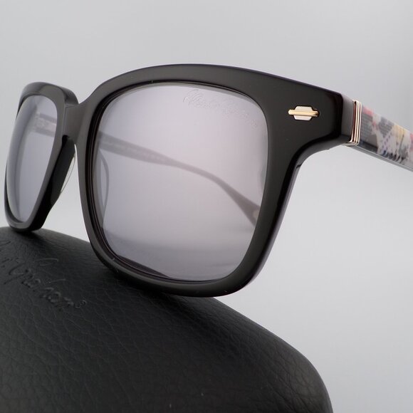 Amazon.com: Robert Graham Men Robert Graham Button Detail Abstract Print Mirrored Shades, Square Othello 56mm